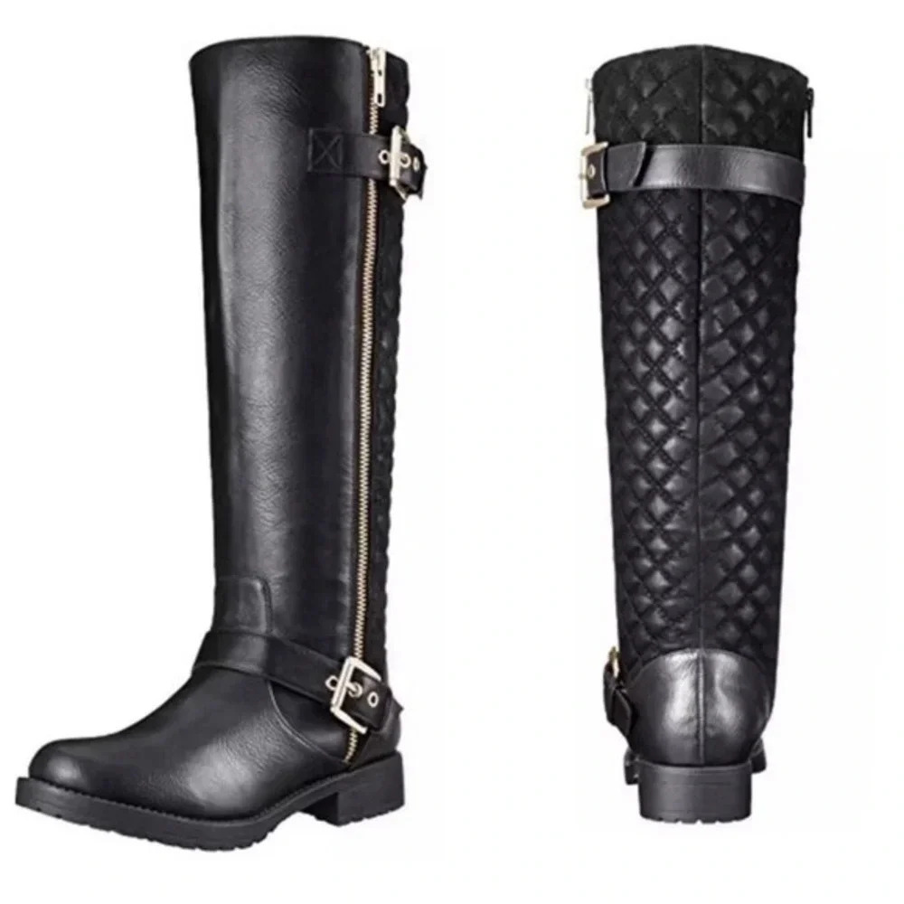 Penny Loves Kenny Black Quilted Over the Knee Boots